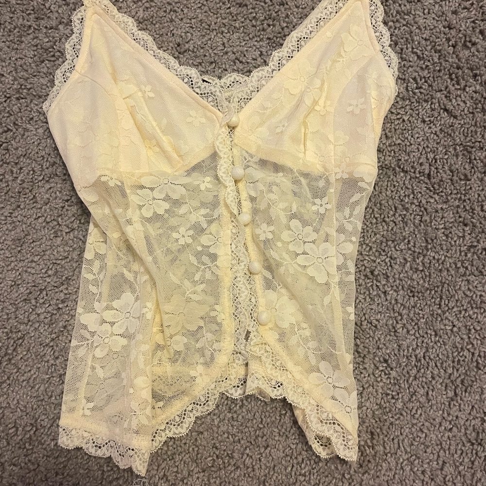 Princess Polly Cream Lace Tank Top